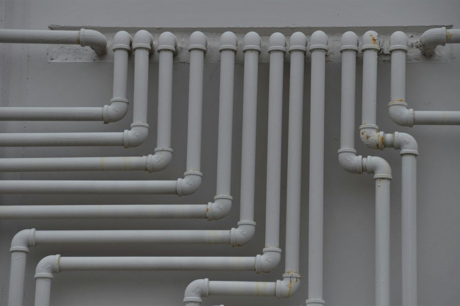 Pipework run and bracketed before the walls are closed up